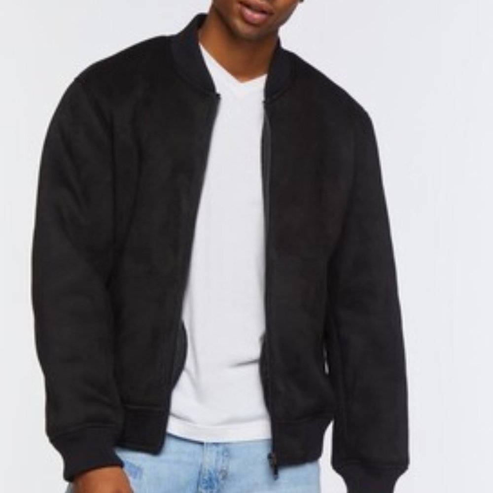 F21 Padded Bomber Jacket All Black